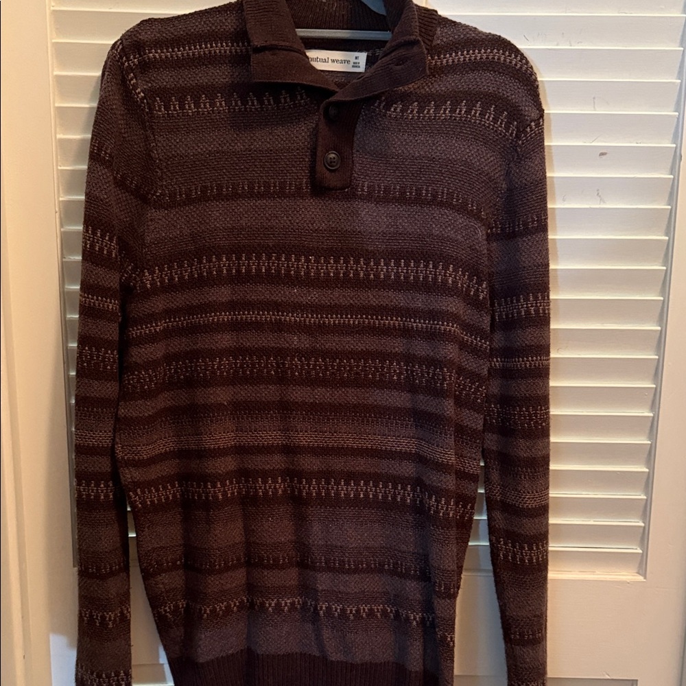Stylish Brown Striped Crewneck Sweater